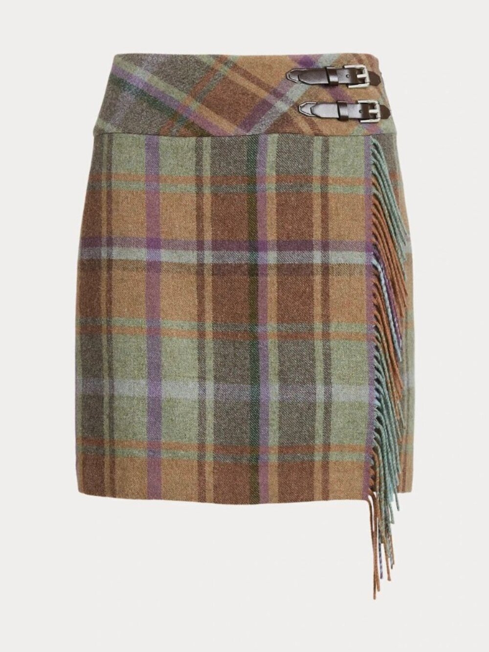 NEW Lauren Ralph Lauren Women's 12 Plaid Fringe-Trim Tweed Mini Skirt NWT $225 - Picture 2 of 5